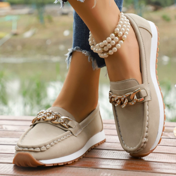 Elle - Orthopädische Loafer mit Diamant-Schnalle
