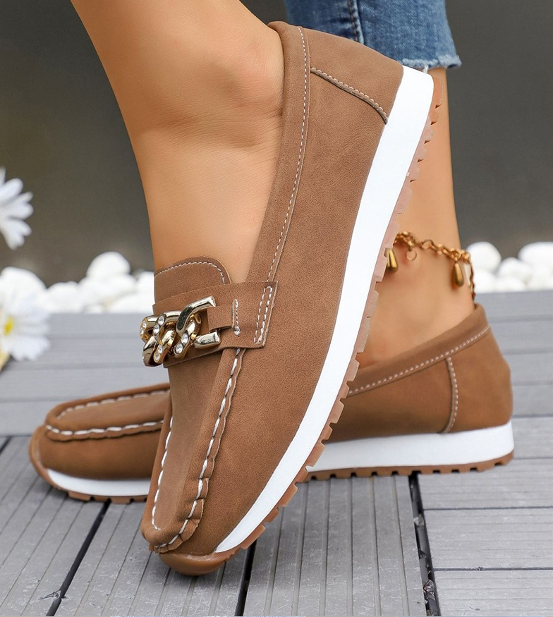 Elle - Orthopädische Loafer mit Diamant-Schnalle