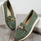 Eloise - Grüne Schnallen-Loafer