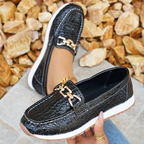 Emmy - Schwarze Krokodil-Loafer