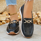 Emmy - Schwarze Krokodil-Loafer