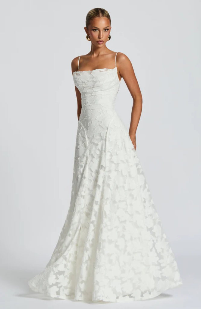 SOFIA Spitzen Maxi Kleid - Weiß