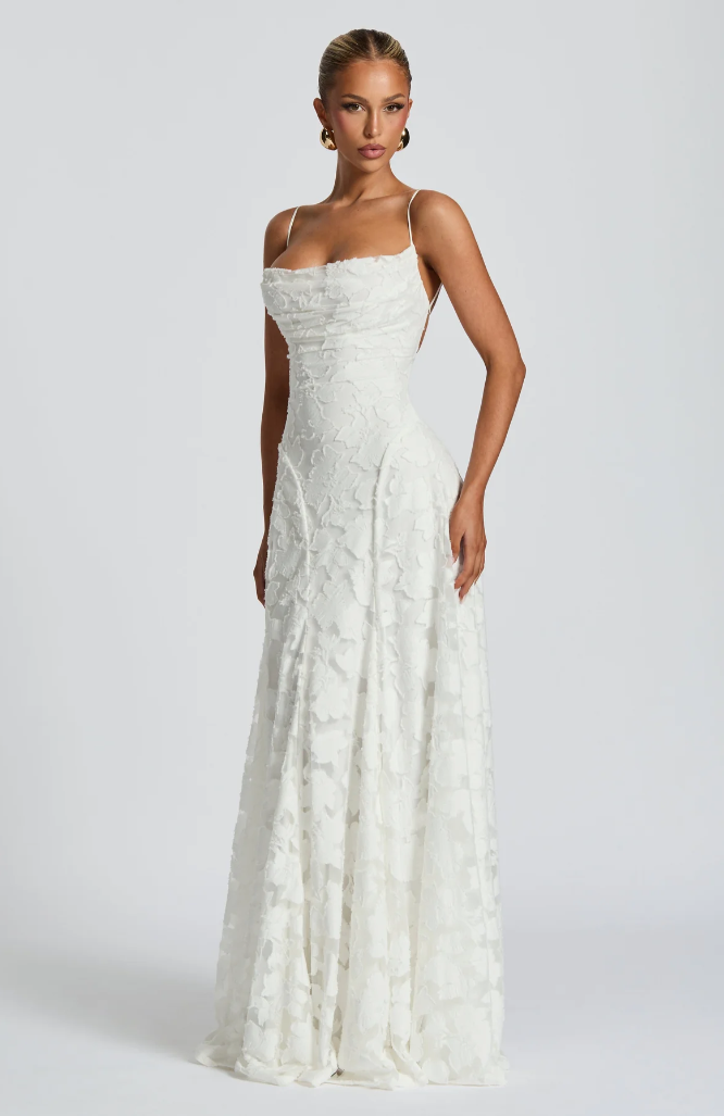 SOFIA Spitzen Maxi Kleid - Weiß