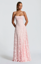 SOFIA Spitzen Maxi Kleid - Rosa
