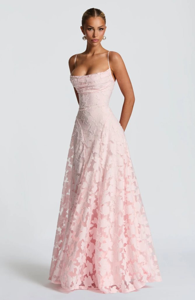 SOFIA Spitzen Maxi Kleid - Rosa