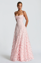 SOFIA Spitzen Maxi Kleid - Rosa