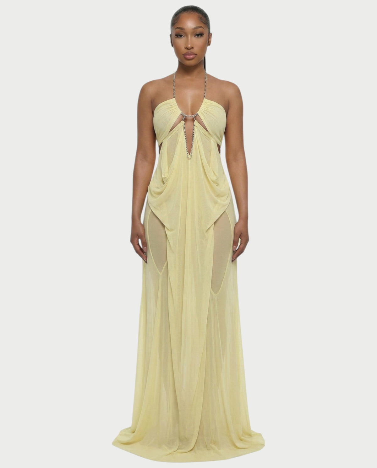 BELA | Maxikleid mit Kettenträgern und Cut-out