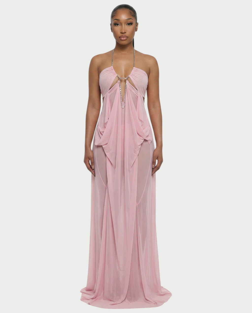 BELA | Maxikleid mit Kettenträgern und Cut-out