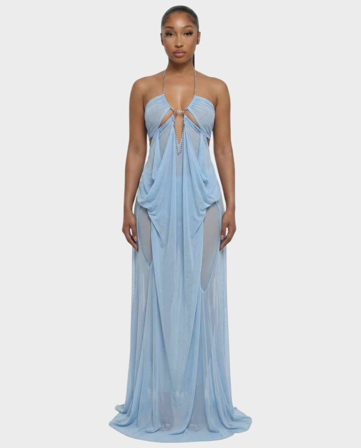 BELA | Maxikleid mit Kettenträgern und Cut-out