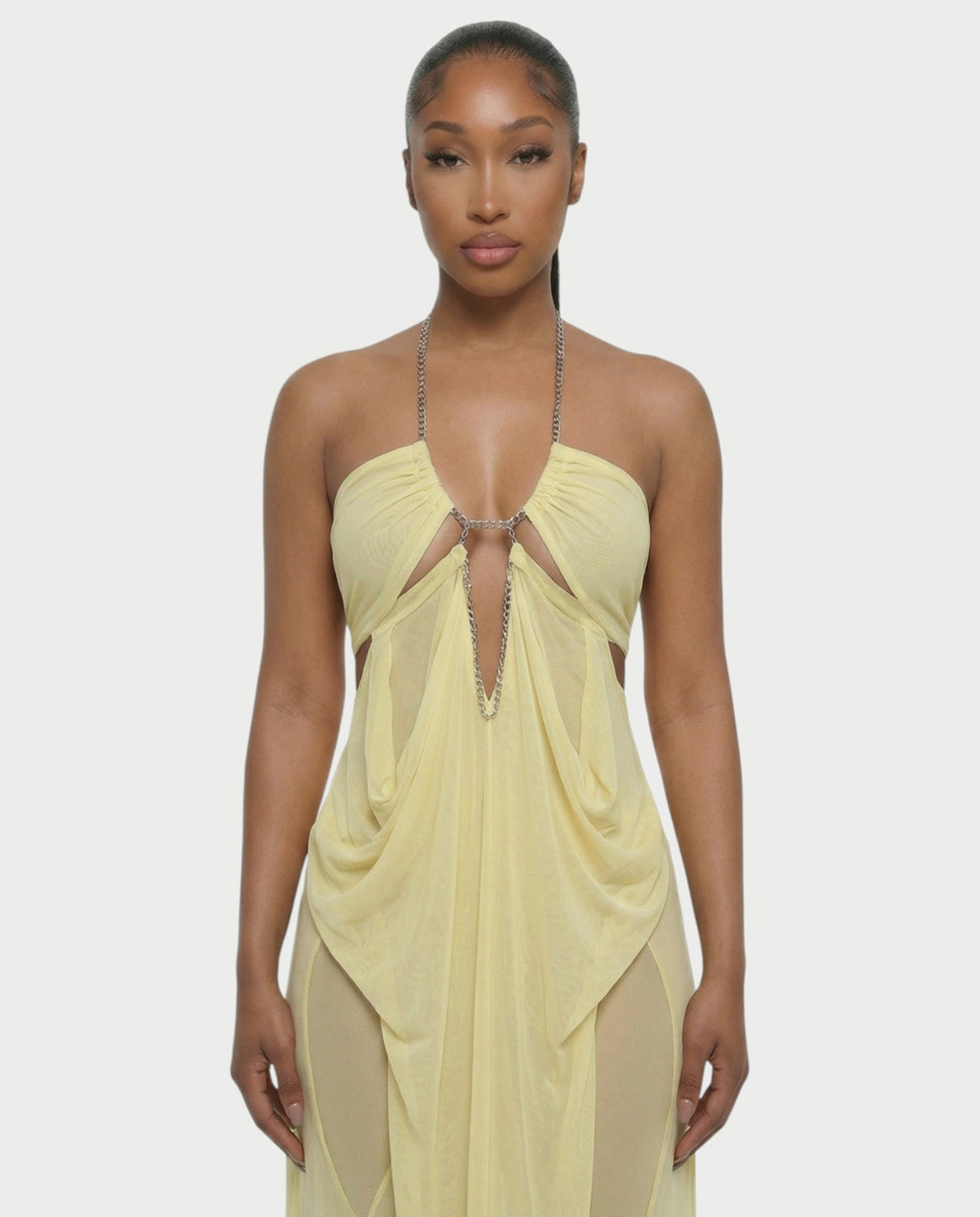 BELA | Maxikleid mit Kettenträgern und Cut-out