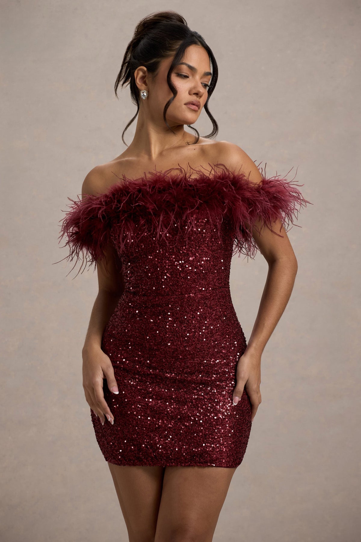 VALENTINA | Feder-Glitzer-Mini-Kleid