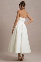 ANNE | Stilvolles Midi-Kleid mit Schulterfreiem Ausschnitt