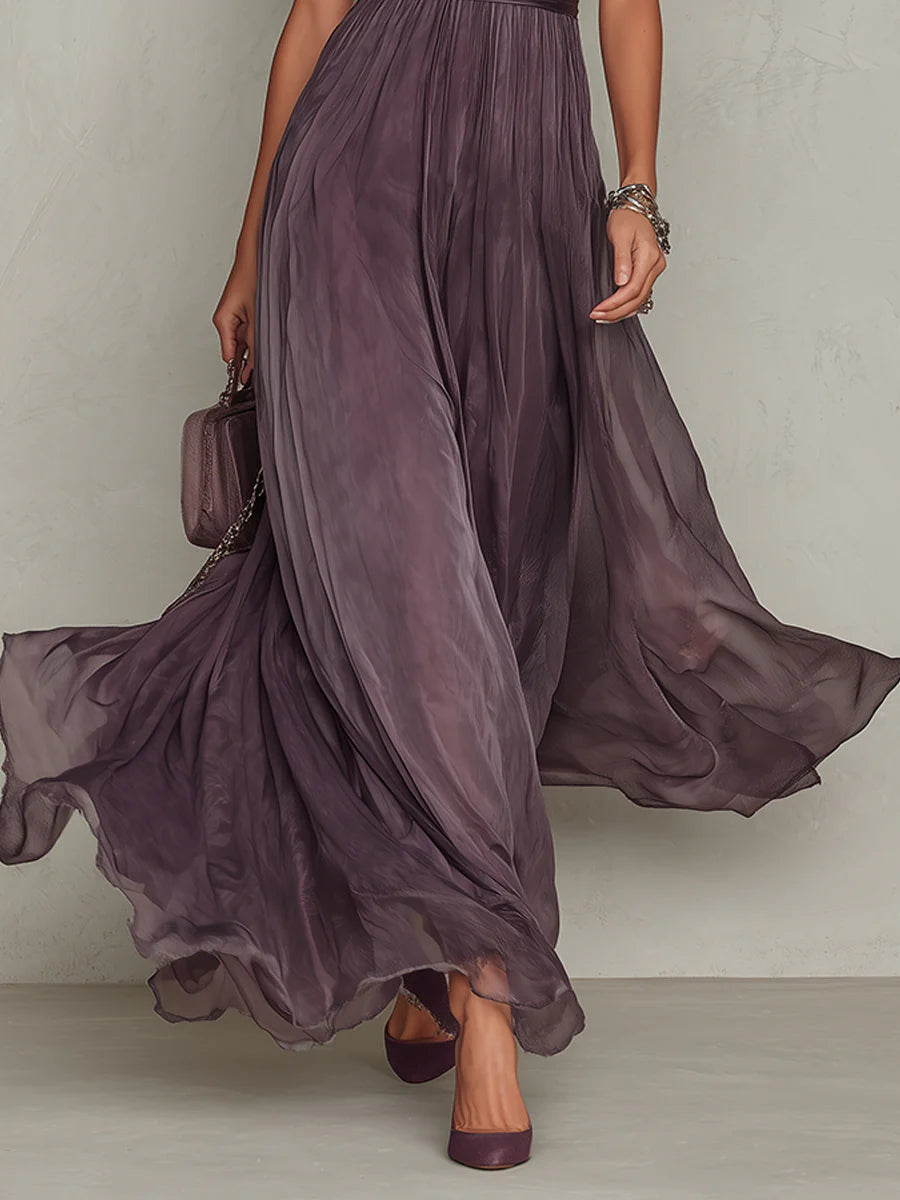 Olivia | Vintage Elegantes Chiffon Maxikleid