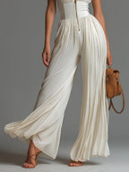 ALENJA | Plissierter Chiffon-Jumpsuit mit weitem Bein
