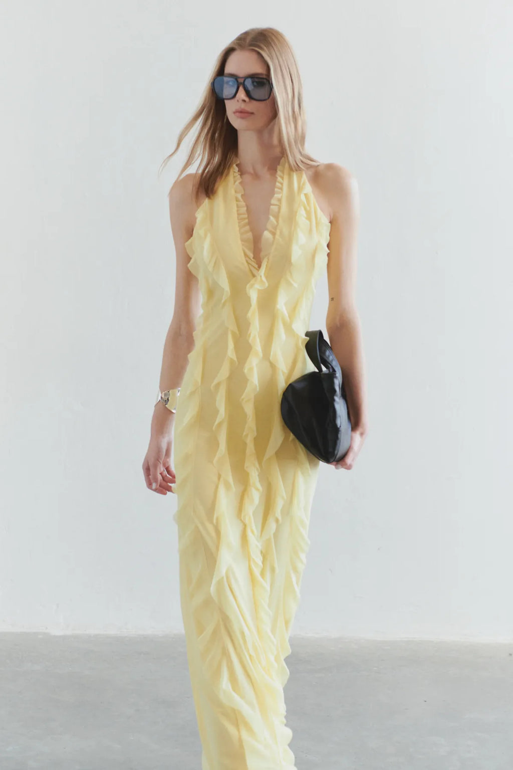ESMEE | Fließendes Maxikleid mit Volant-Details
