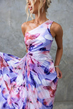 ELLA | One-Shoulder-Plissee-Midikleid