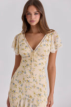 JULIA | Romantisches Maxikleid mit Zarten Volantärmeln