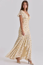 JULIA | Romantisches Maxikleid mit Zarten Volantärmeln