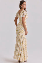 JULIA | Romantisches Maxikleid mit Zarten Volantärmeln