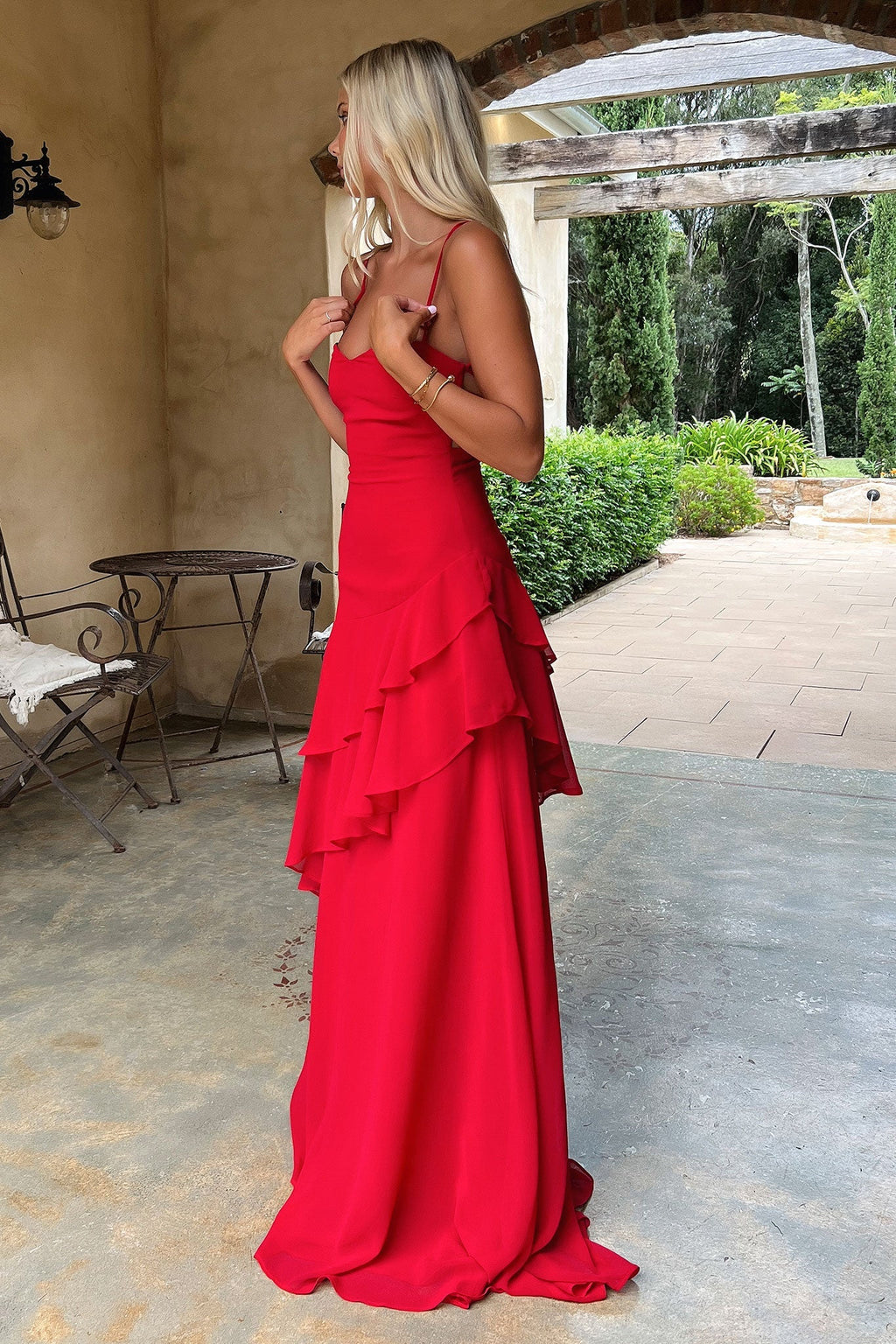GEORGIA | Maxikleid mit Volantdetails