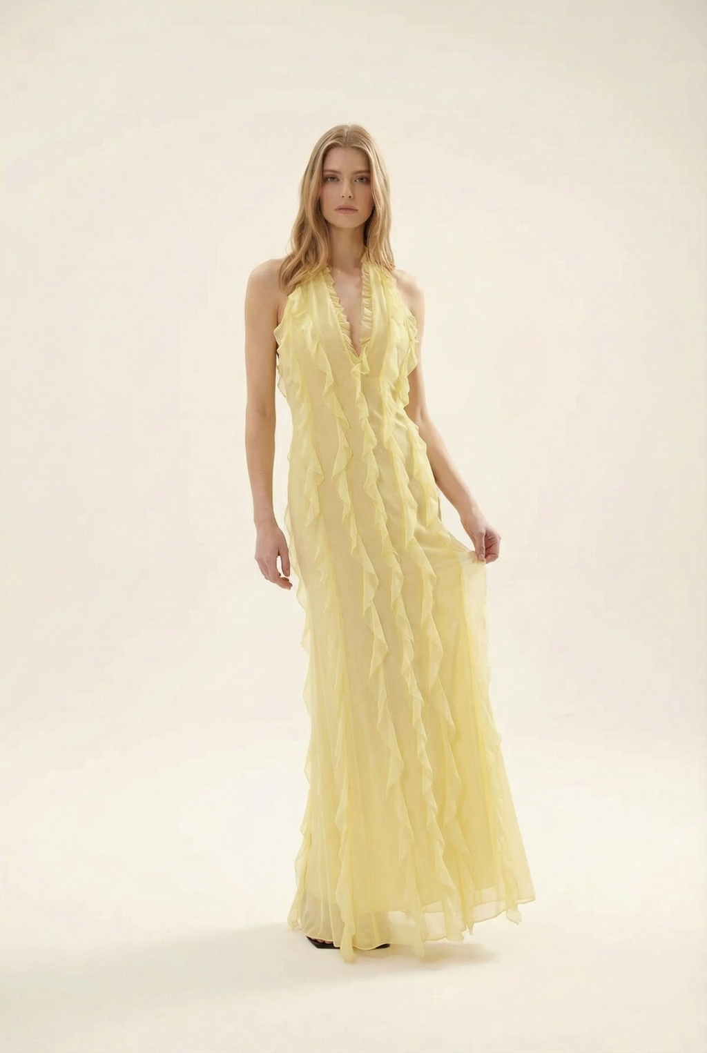 ESMEE | Fließendes Maxikleid mit Volant-Details