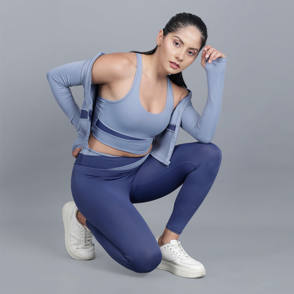 EDDA | Fitness 3-teiliges Set mit Jacke, BH und Leggings