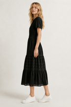 SINJA | Maxikleid mit Smokbund und Stufenrock