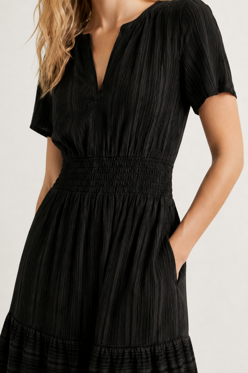 SINJA | Maxikleid mit Smokbund und Stufenrock
