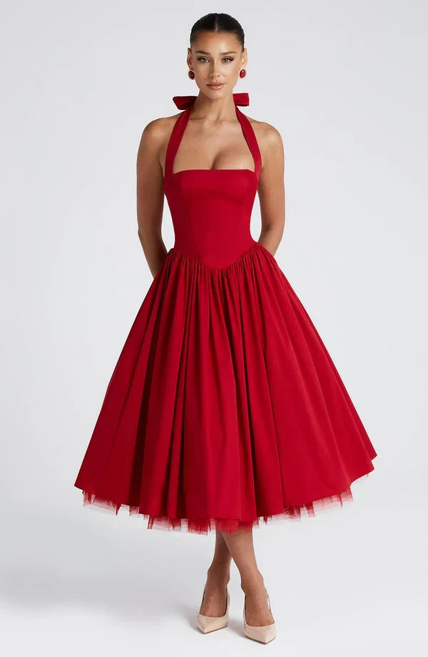 TESSA | Vintage-inspiriertes Halter Midi Kleid
