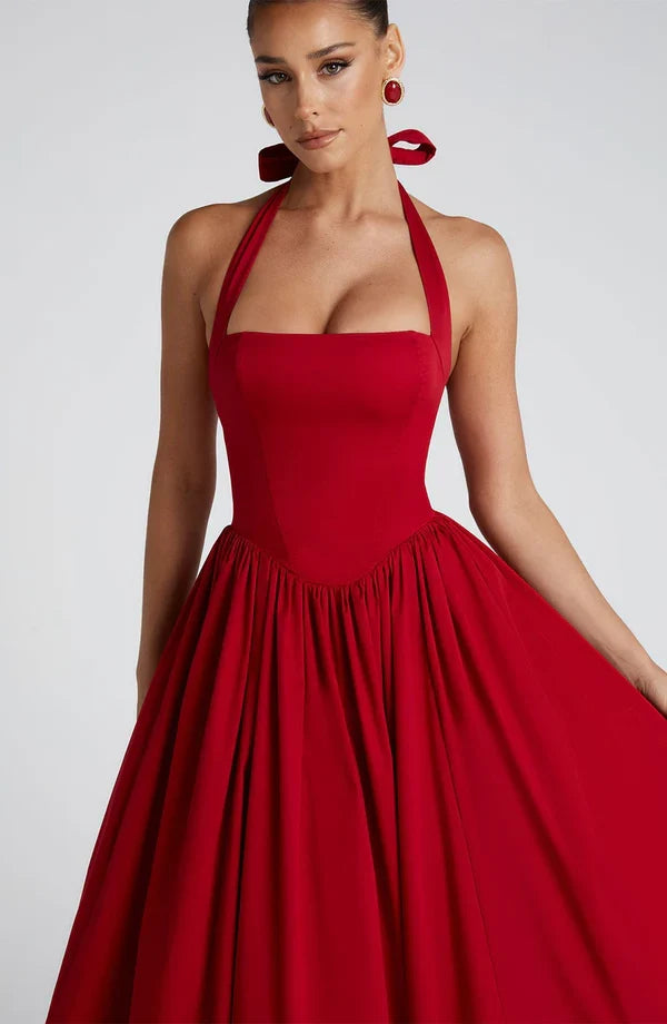 TESSA | Vintage-inspiriertes Halter Midi Kleid