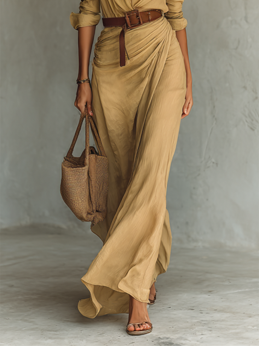 ANNIKA | Maxikleid mit Reverskragen und Gürtel