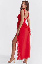 LEYLA | Rüschen-Maxikleid