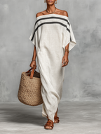 Minimalistisch Leinen Maxi Kleid