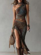 ALEA | One-Shoulder-Maxikleid mit Hohem Schlitz