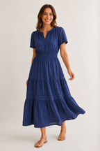 SINJA | Maxikleid mit Smokbund und Stufenrock