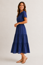 SINJA | Maxikleid mit Smokbund und Stufenrock