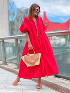PHOEBE | Midi-Kleid mit Voluminösen Ärmeln