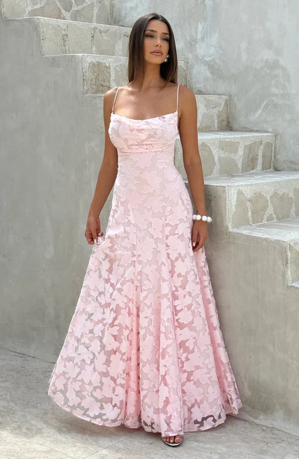 SOFIA Spitzen Maxi Kleid - Rosa