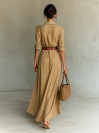 Marie | Maxi Kleid Reverskragen Lange Ärmel