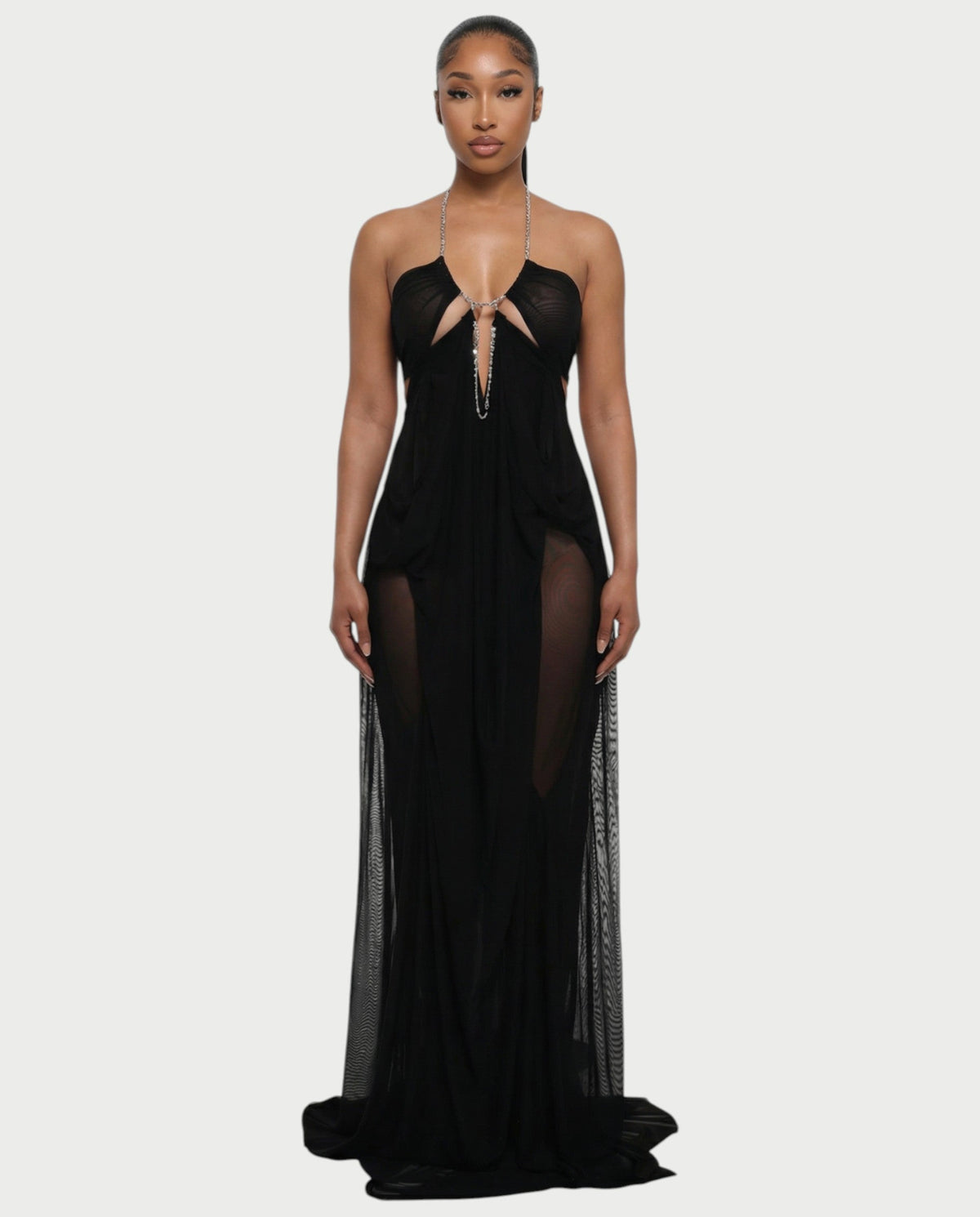 BELA | Maxikleid mit Kettenträgern und Cut-out