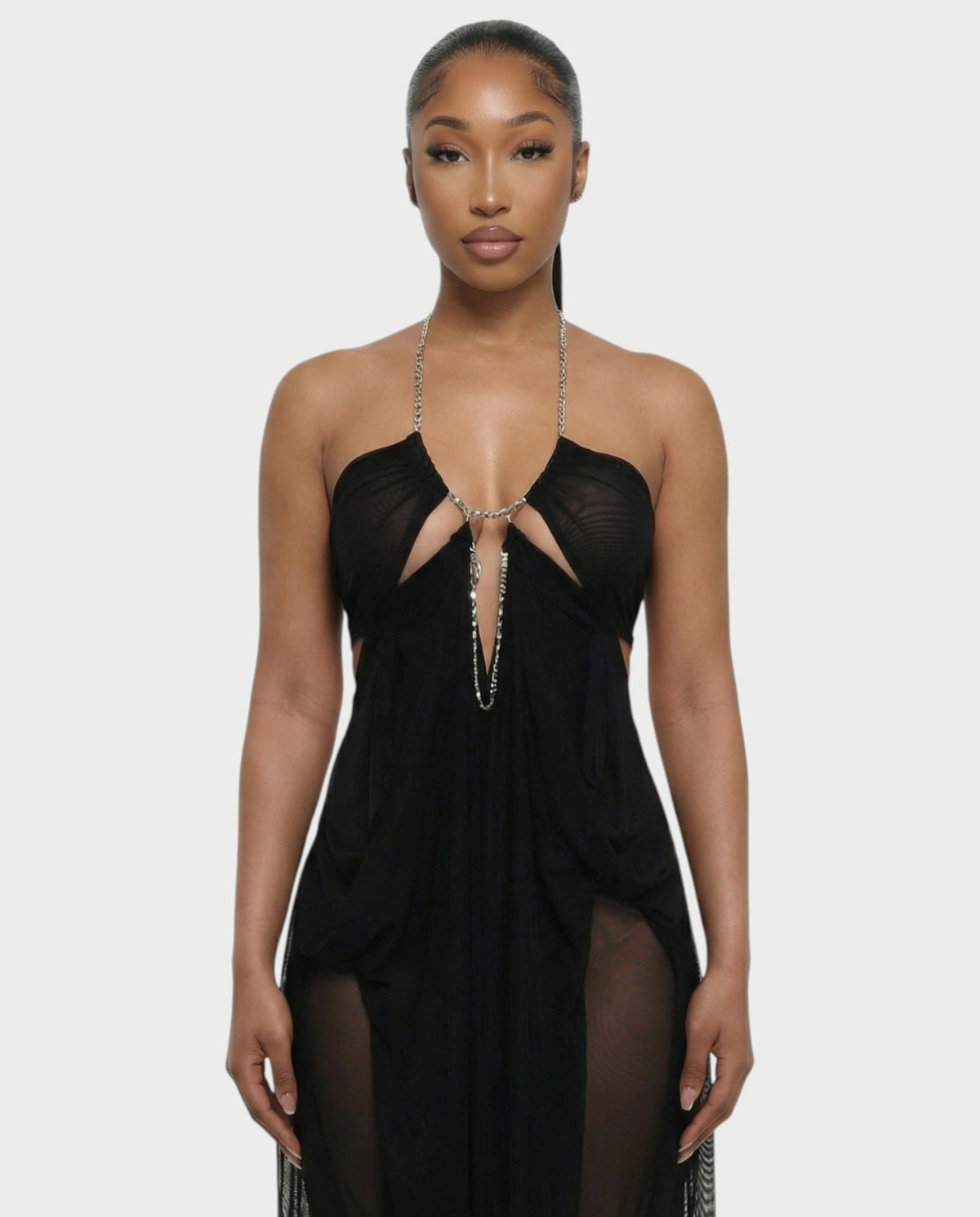 BELA | Maxikleid mit Kettenträgern und Cut-out