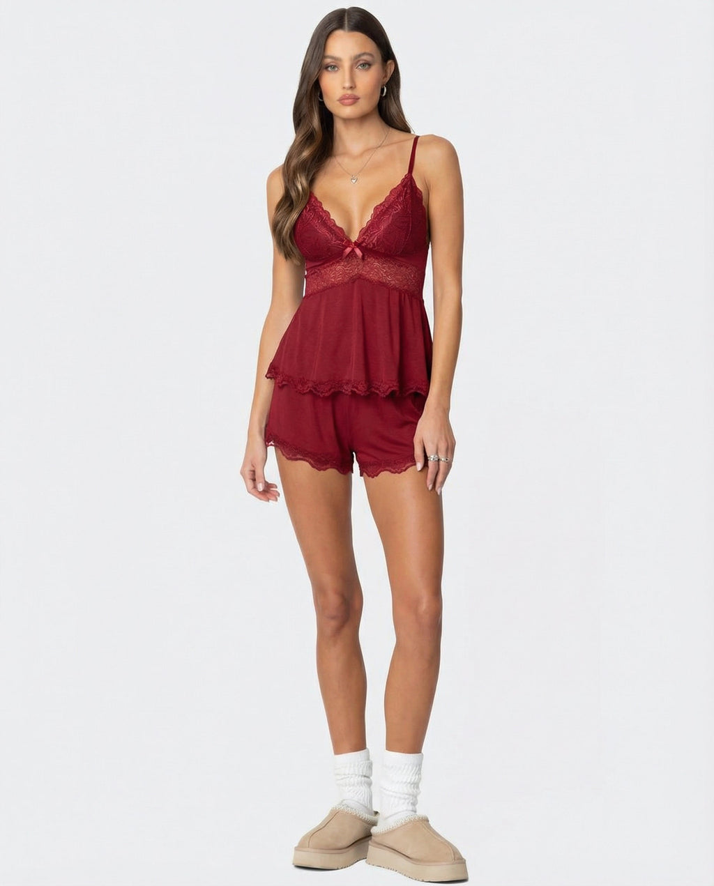 KRISTEN | Pyjama-Set mit Spitzenbesatz