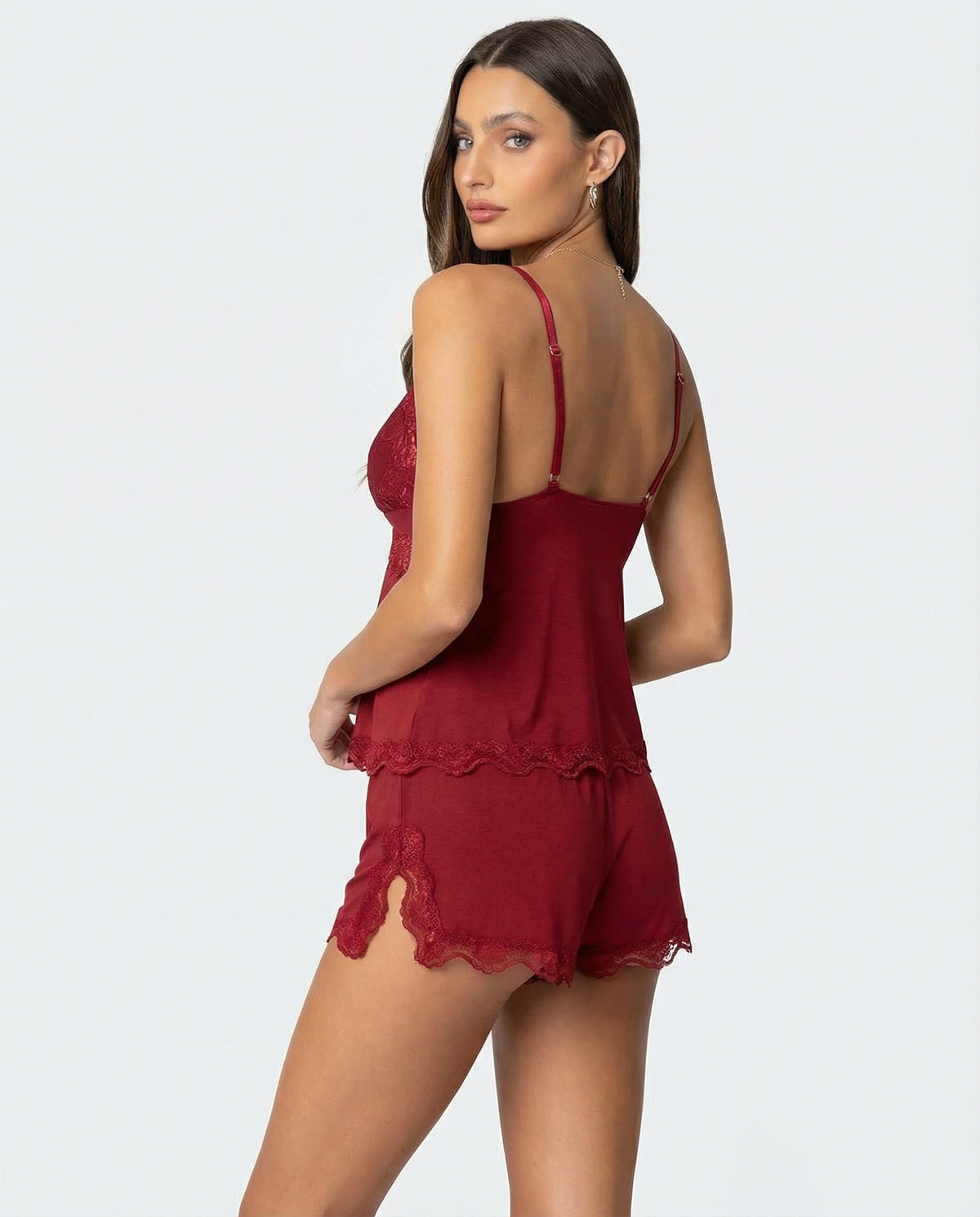 KRISTEN | Pyjama-Set mit Spitzenbesatz