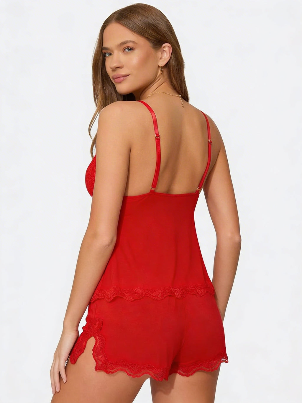 KRISTEN | Pyjama-Set mit Spitzenbesatz