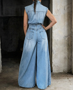 STELLA | Jeans-Jumpsuit mit Taillierung und weitem Bein