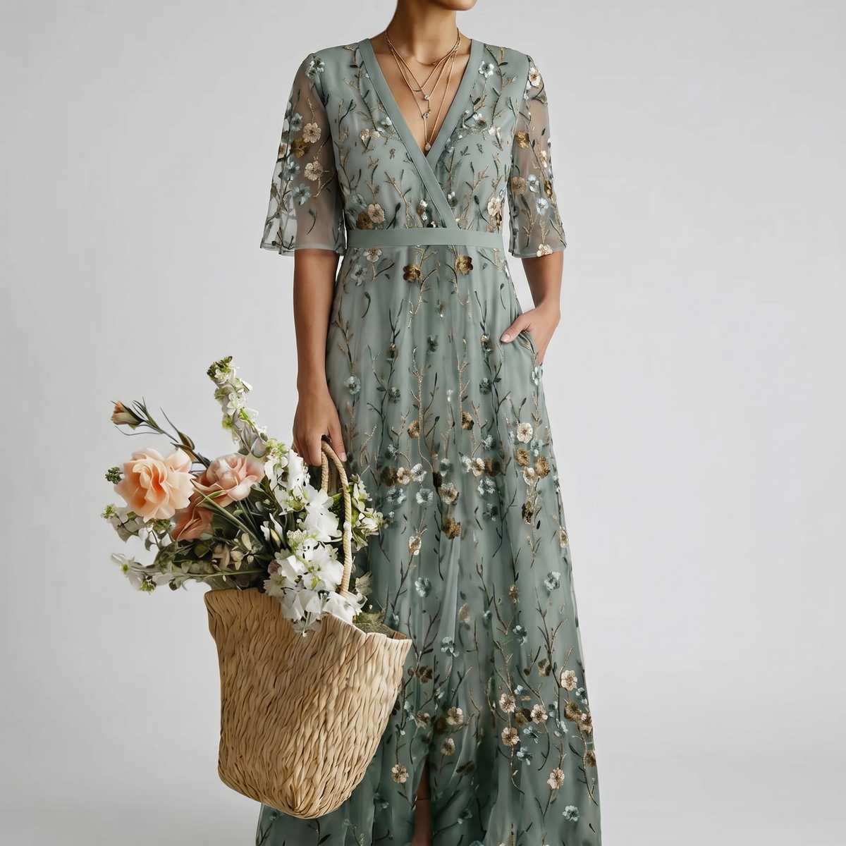 EVADNE | FLORAL MAXIKLEID