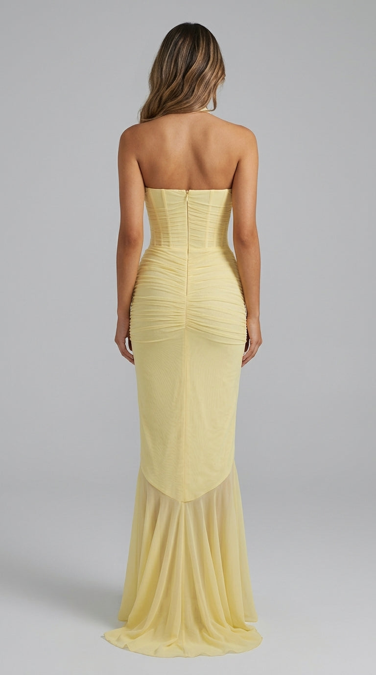 FLORA | Halter-Maxikleid mit Rüschen