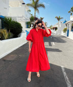 PHOEBE | Midi-Kleid mit Voluminösen Ärmeln
