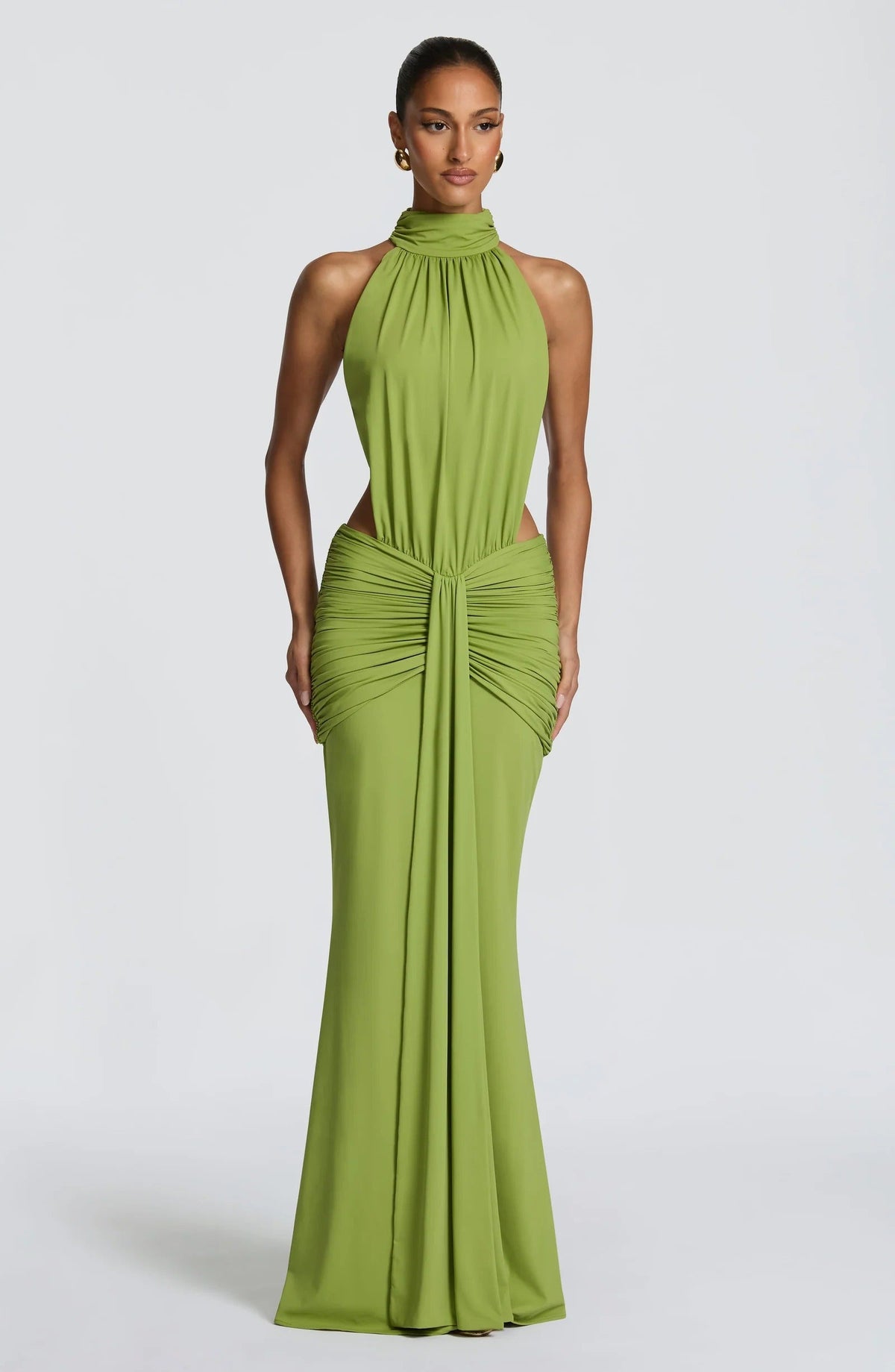 ELINA | Maxikleid mit gerafftem Halterneck