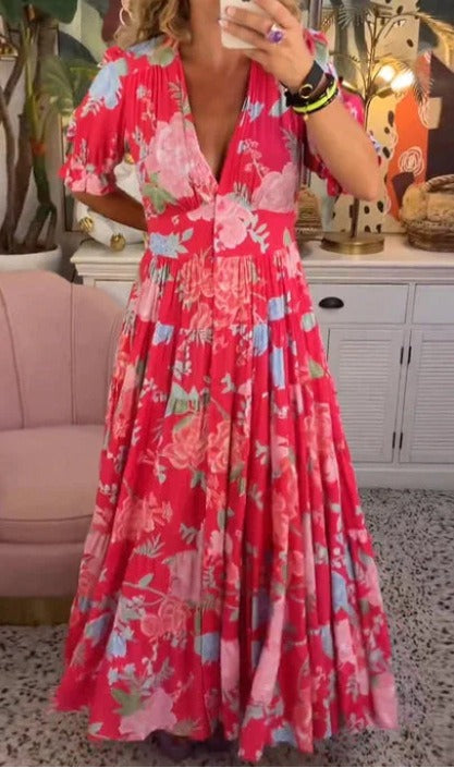 MARLA | Florales Maxikleid mit V-Ausschnitt